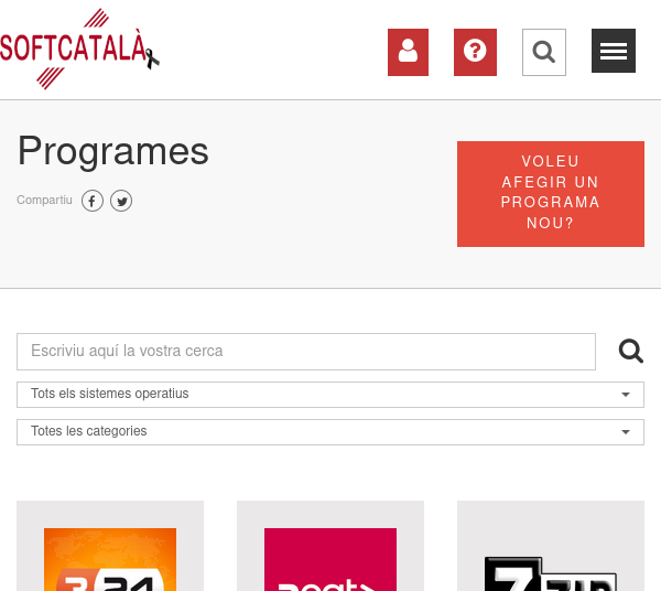 Pàgina d'aplicacions de Softcatalà