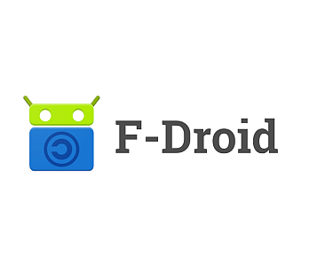 logo de l'F-Droid: Cara i ulls de l'Android i cos quadrat en blau amb el símbol del copyleft