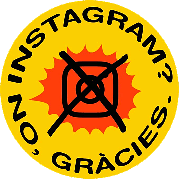 Versió de la pegatina tradicional de nuclear no gràcies amb el logo de instagram ratllat i la paraula Instagram