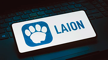 Keyboard with the Laion logo on top