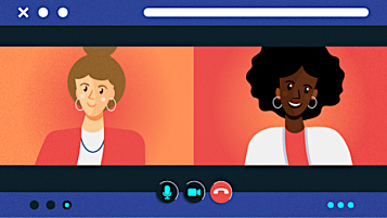 illustration 2 women talking in videoconference