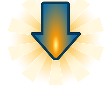 Logo: Fletxa cap a baix de color blau i punta amb una flama. Al voltant llum. Estil dels anys 90. Pinta seriosa juvenil.