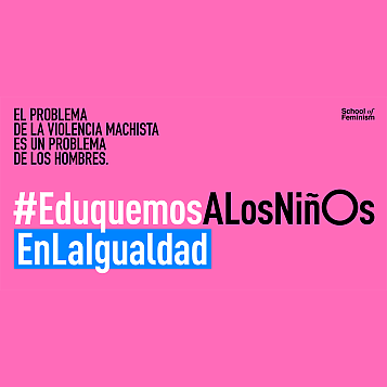 poster campaña: fondo rosa y con la frase en la igualdad