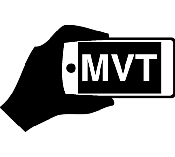 logo with hand holding mobile with mvt letters